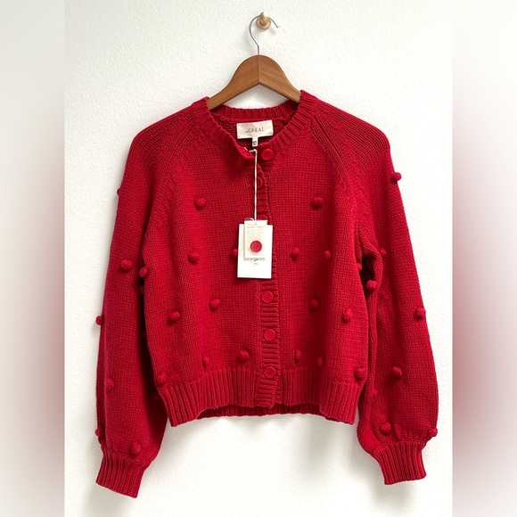 The Great Cropped Bobble Cardigan, Size 1, Cardinal - Picture 2 of 6